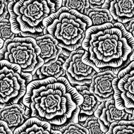 Black And White Etched Roses Seamless Pattern N2