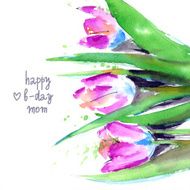 Watercolor floral bouquet Birthday card