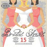 Retro Bridal shower invitation Bride and bridesmaids