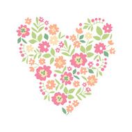 Floral Heart Card Cute retro flowers N3