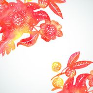 Abstract watercolor background with flower composition