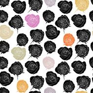 vector seamless pattern with pink roses
