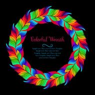 Colorful wreath of rainbow feathers N2