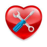 Red heart with tools