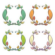 Round frame with autumn and summer leaves