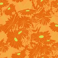 Floral seamless pattern in orange tones