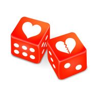 hearts on two red dice