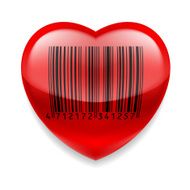 Red heart with barcode