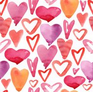 Watercolor hearts pattern