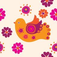 Seamless pattern Flowers and birds