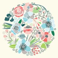 Round floral pattern Vector background N2