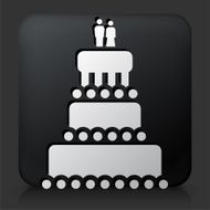 Black Square Button with Marriage Cake