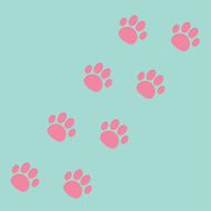 Paw print track diagonal Blue and pink