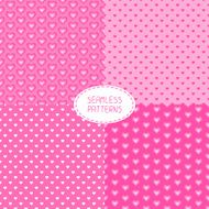Set of seamless romantic patterns Heart shape Vector illustration N2