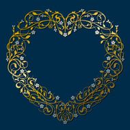Flourish ornamental heart-shaped frame in gold and silver (Invitation card)