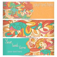 Vector stylish floral banners Bright doodle cartoon cards in ve N4