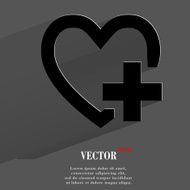 Heart Flat modern web button with long shadow and space N5