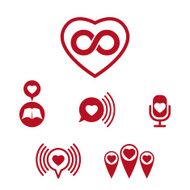 Love theme vector icons set romantic symbols