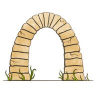 Ancient stone brick arc on white background Vector illustration