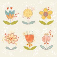 Set of cute colorful flowers