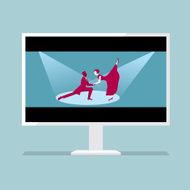 TV playing Couple dancing waltz