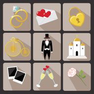 Design wedding icons for Web and Mobile Vintage Vector