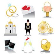 Design wedding icons for Web and Mobile in Vintage Vector