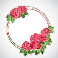 Floral frame of pink watercolor roses