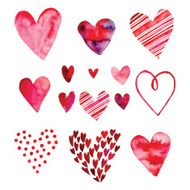 Watercolor heart set vector icons for your design