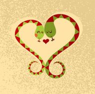 Snake love couple heart vector illustration