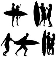 Surf couple being romantic