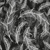 Feather seamless background Hand drawn illustration