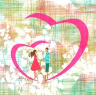 Valentine&#039;s couple and hearts