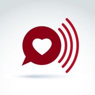 Heart over the speech bubble icon vector conceptual symbol N2