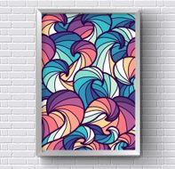 art abstract painting picture with rainbow colors on brick wall