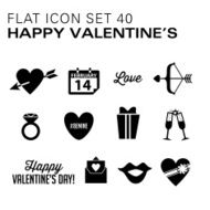 Flat icons 40 Valentine&#039;s Day - Black N2