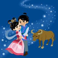 Tanabata Legend Milky Way and Couple