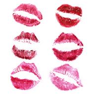 Vector Red lips imprint isolated on white background