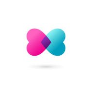 Heart symbol butterfly icon design template