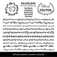 Vector set of seamless floral borders N2