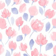 cute watercolor flowers seamless vector pattern N14