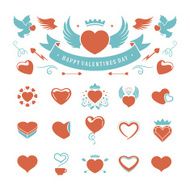 Valentines Day and Wedding Vintage Objects Vector ymbols Set N3