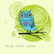 Cute card with cartoon owl in vector