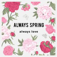 Vintage vector floral card Peonies N7