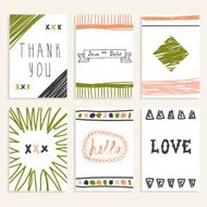 Set of vintage cards with romantic hand drawn textures N4