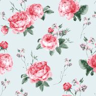 Vintage Floral Seamless Background with Blooming English Roses N2