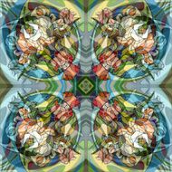 Ornament of flowers in the Art Nouveau style N2