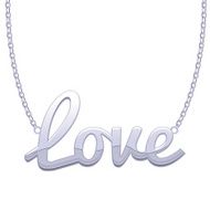 Silver LOVE word pendant on chain