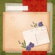 Scrapbook old paper background with dried flower