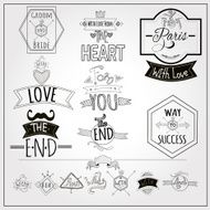 Retro doodle catchwords emblems whiteboard collection N2